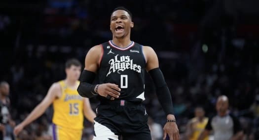 Russell Westbrook Kept Pointing At LeBron James During The Clippers’ Win Over The Lakers [Video]