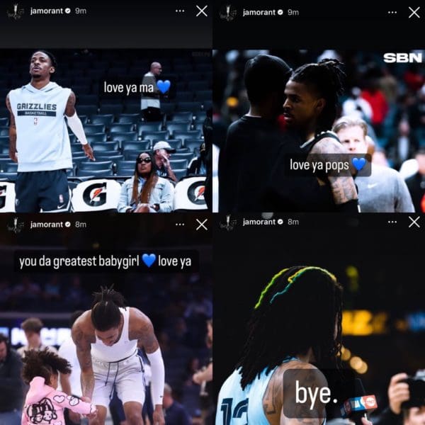 Watch: Ja Morant puts IG stories for his family, fans speculate in comments