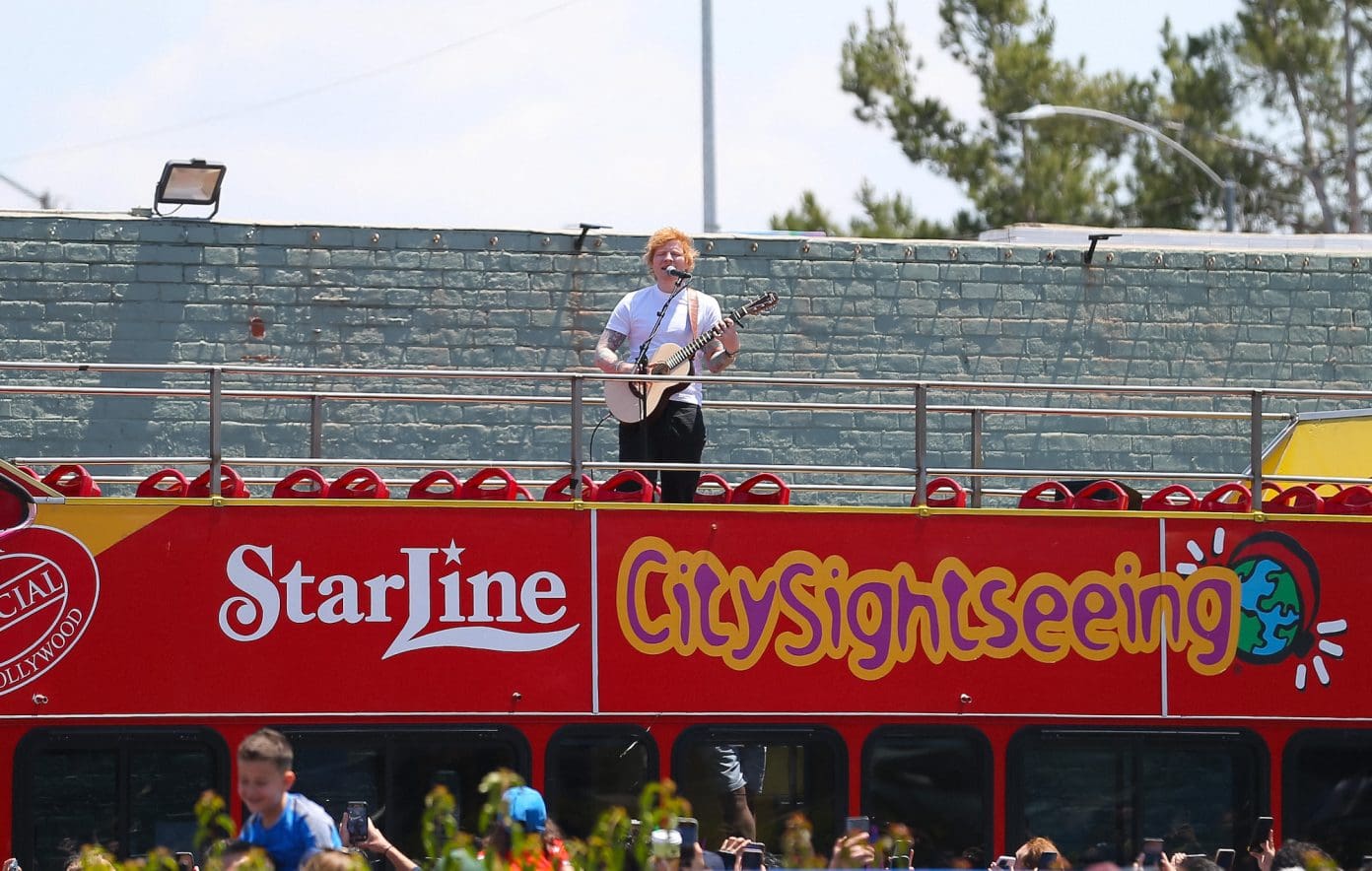 Ed Sheeran Went From Volvo To Ice Cream Truck To Double-Decker Bus For His Pop-Up Performances [Photos + Video]