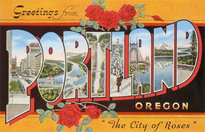 Vintage illustration of Greetings from Portland, Oregon