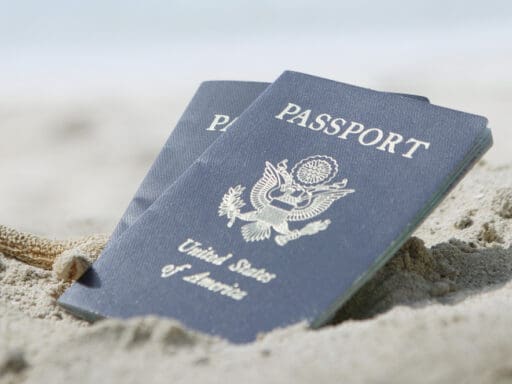 passport in sand