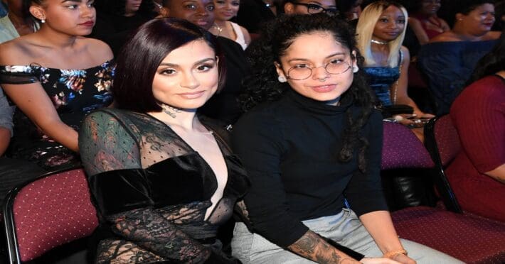 Kehlani and Shaina Negron at the 2017 Soul Train Awards, presented by BET, at the Orleans Arena 