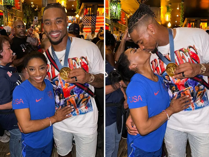 Simone Biles Responds to Critics Slamming Her Husband For Wearing Her Olympic Gold Medal [Photos + Video]